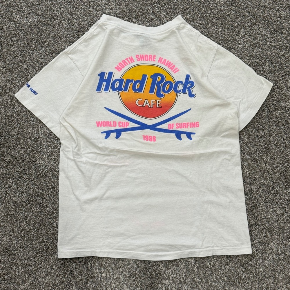 VTG Hard Rock Cafe Surf Tee North Shore Hawaii 1988 World Cup of‎ Surfing Size S